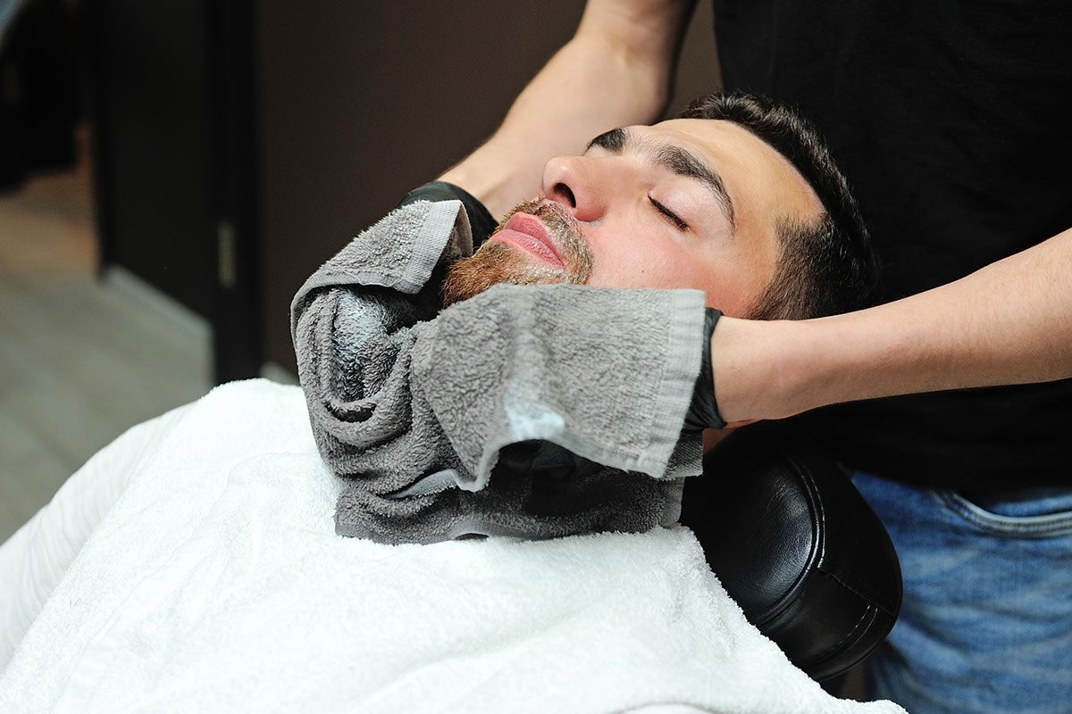 Straight razor hot towel shave at Royal Look Barber Shop, Royal Oak